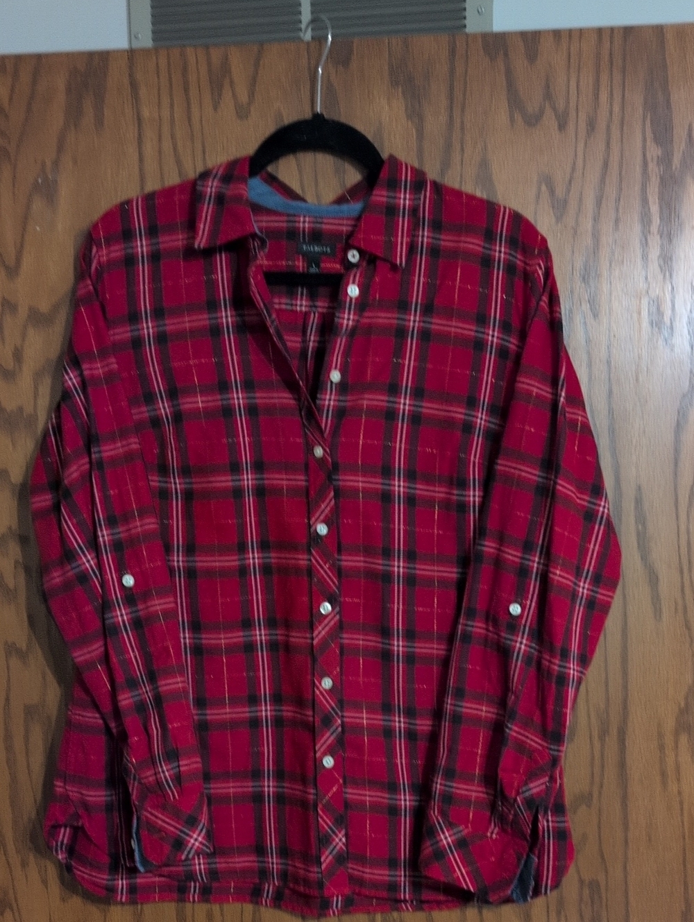 Women's Red Plaid Button-Up Shirt